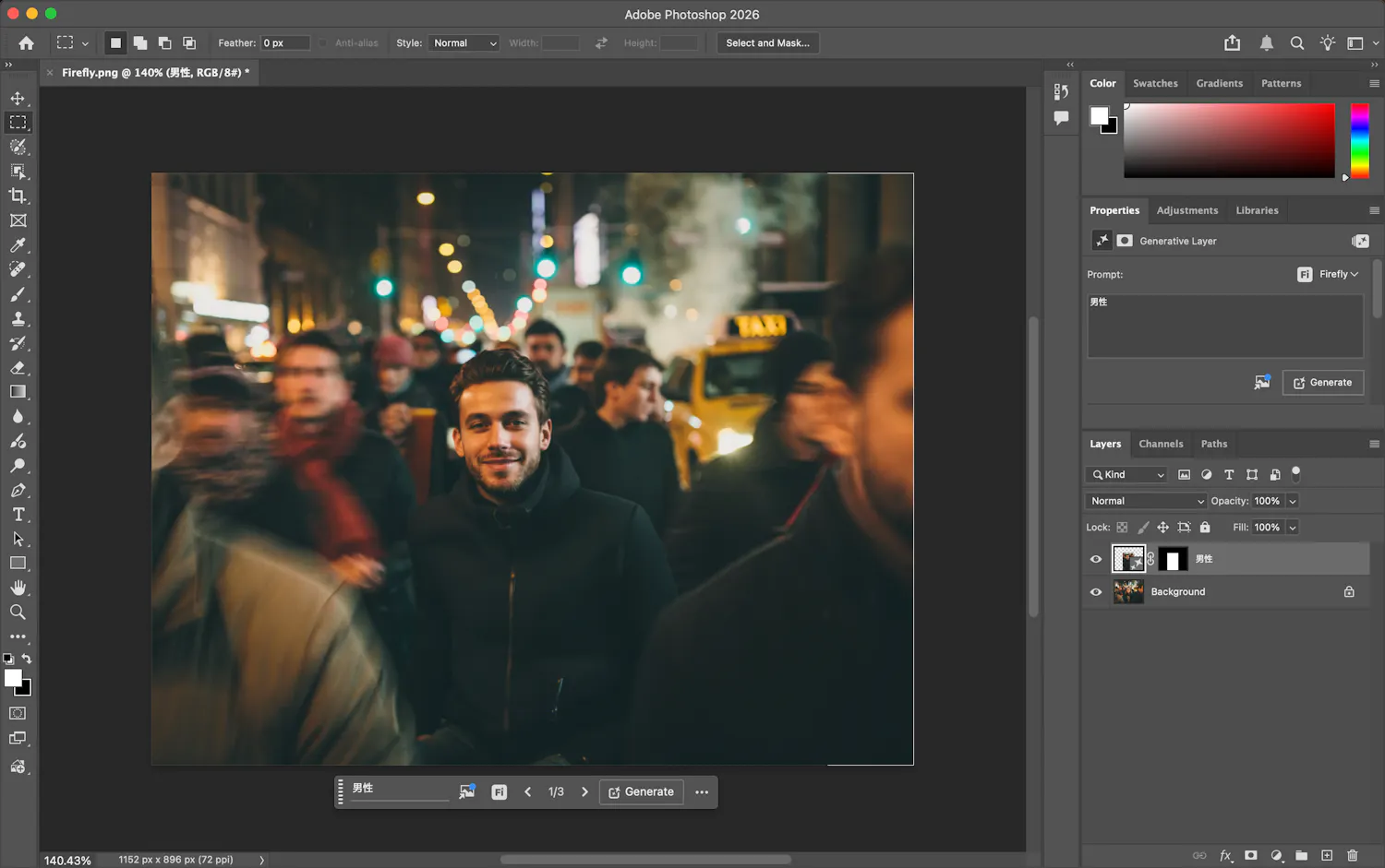 PhotoshopでのFirefly生成塗りつぶし機能