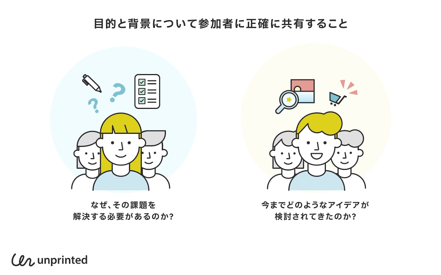 ブレインストーミングの目的と背景について参加者に正確に共有すること